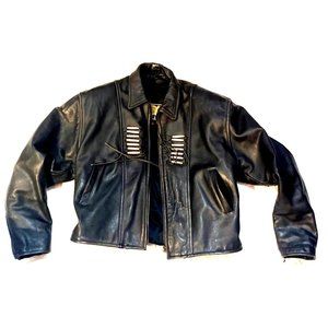 Vintage Genuine Leather Jacket Thinsulate Lining Beaded Fringes Native Western